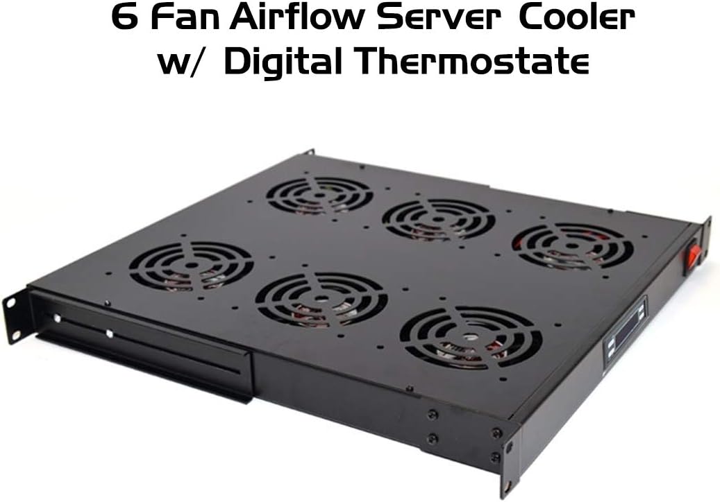 6 Cooling Fans for 19'' Wide Server Cabinet with Thermostat Gauge Pack of 2 F879427