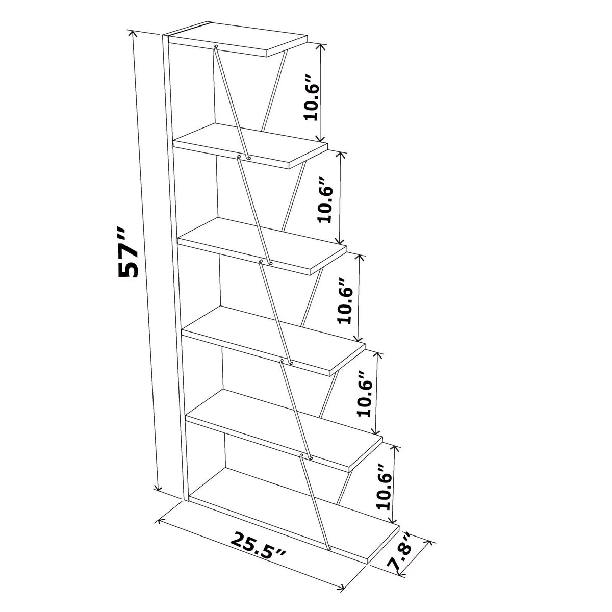 Modern 5 Tier Ladder Bookshelf, White/Pink S91658