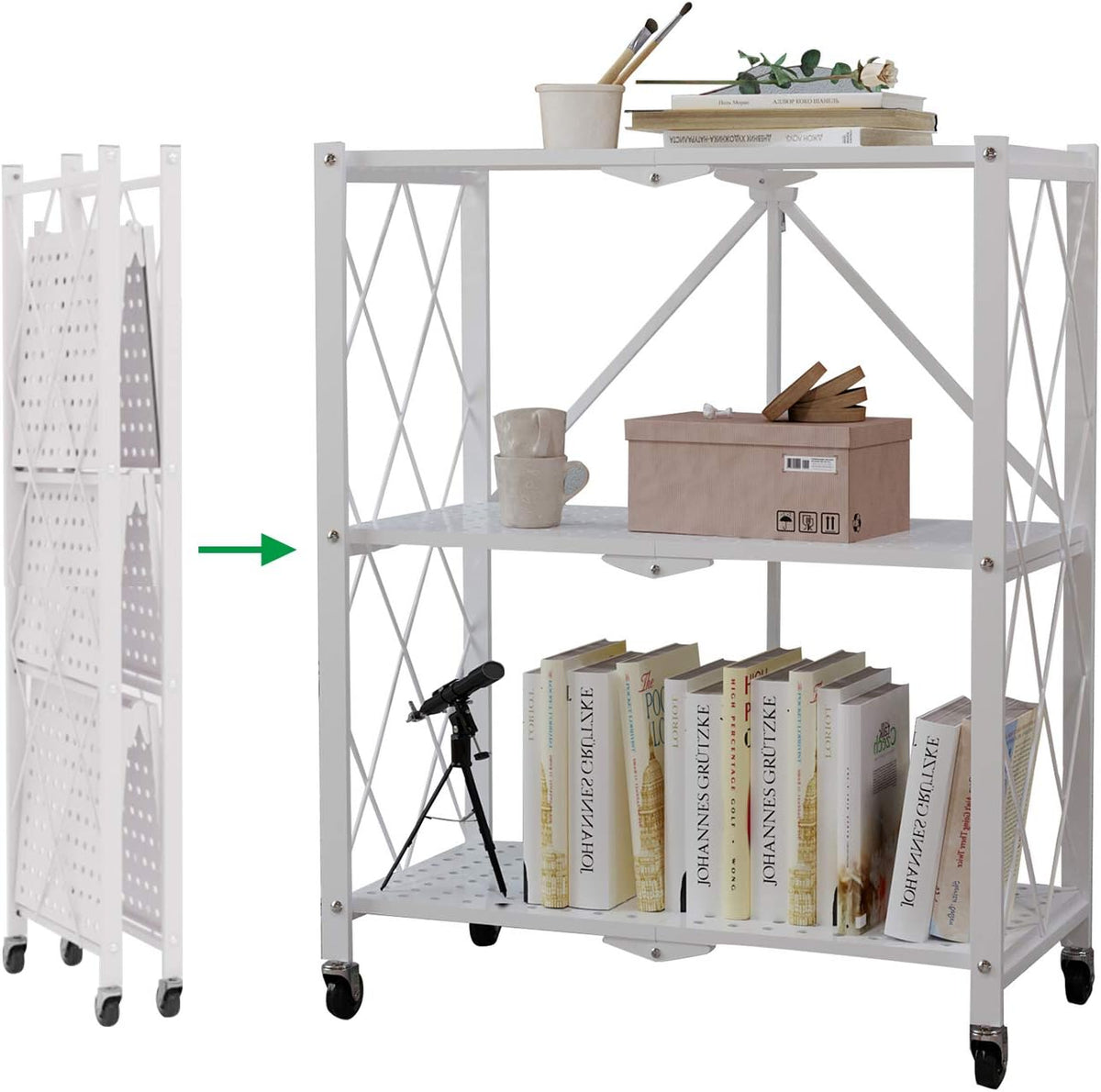 3-Tier Foldable Storage Shelves Black R7609
