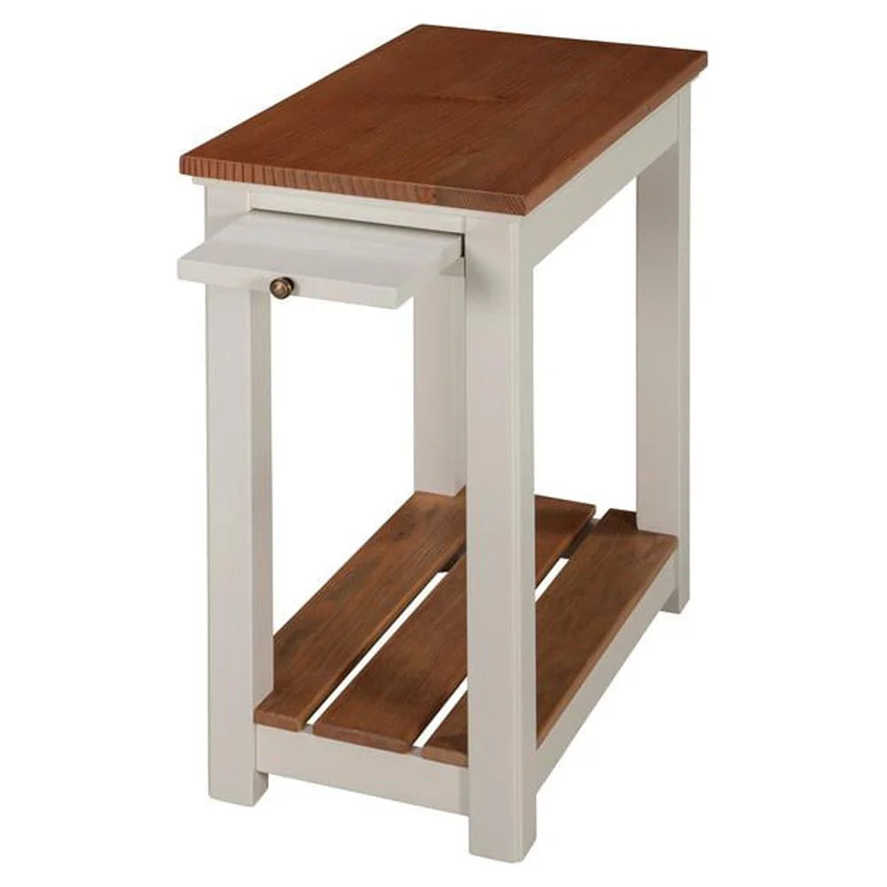 Ivory End Table with Pull-out Shelf V42721