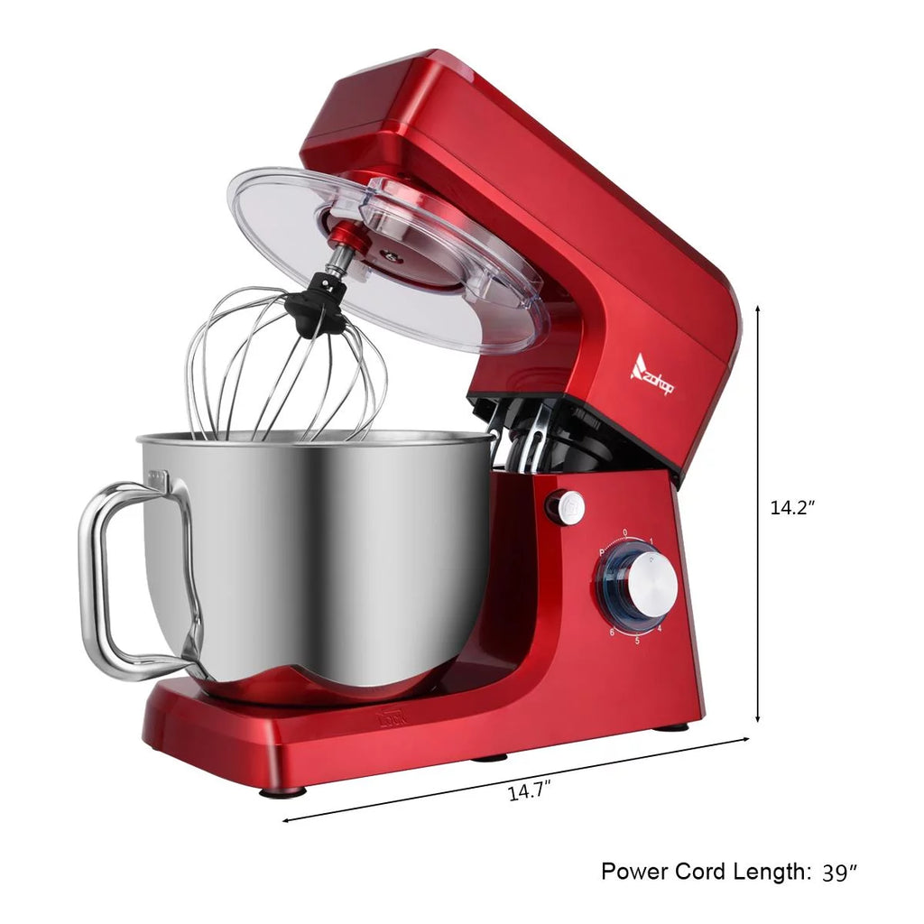 Red 6 Speed Control 7.5QT Electric Stand Mixer with Stainless Steel Bowl O11678