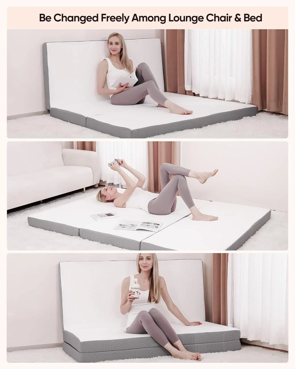 Twin Size 4 inch Foldable Memory Foam Mattress with Washable Cover U8240