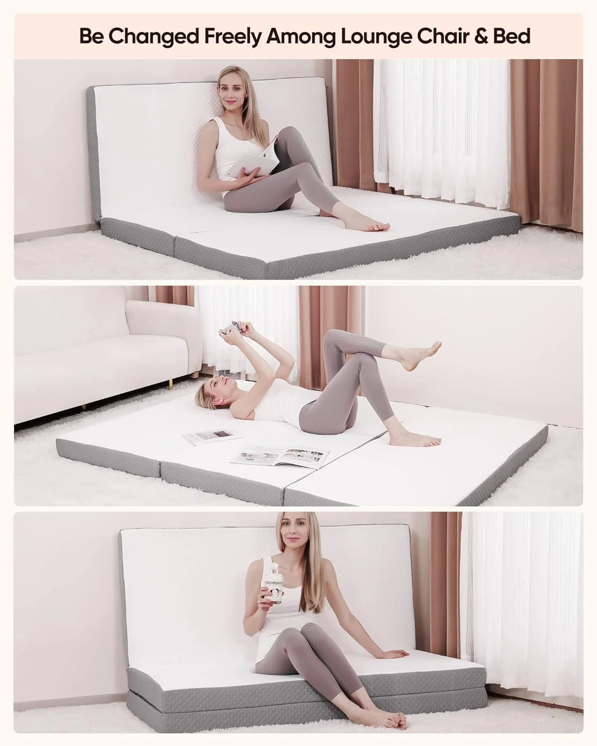 Twin Size 4 inch Foldable Memory Foam Mattress with Washable Cover U8240