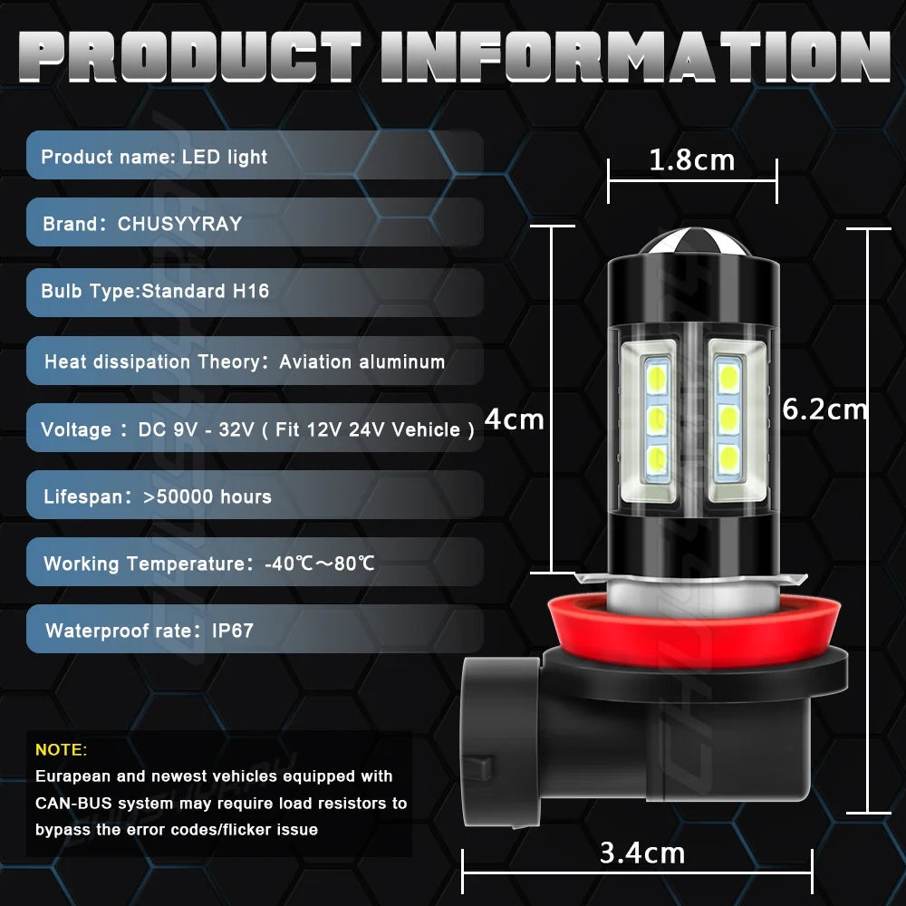 4PC LED Headlight Hi Lo Fog Light 6000K Bulbs A13034