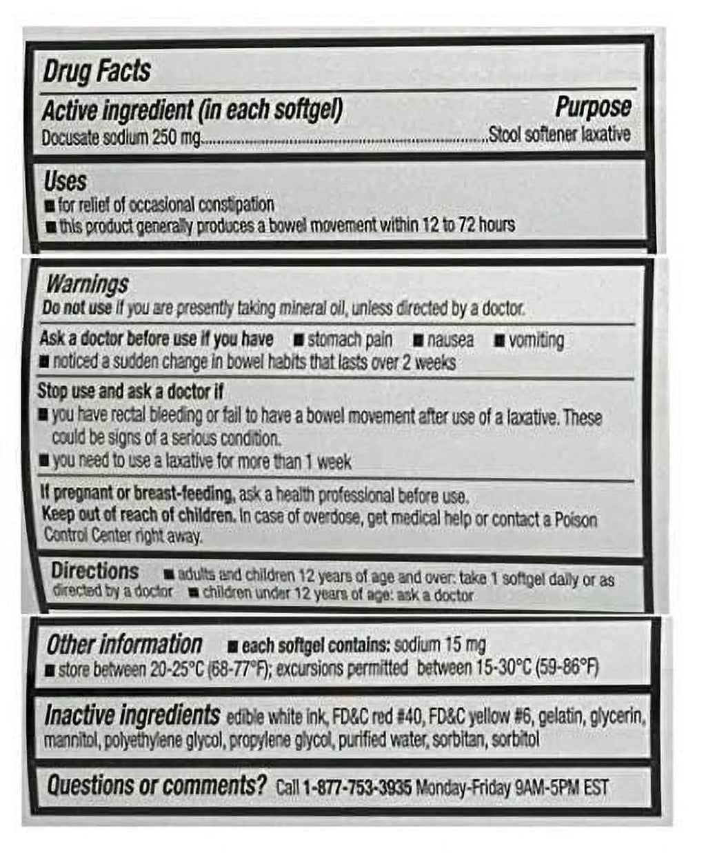Stool Softener 250 ct D419