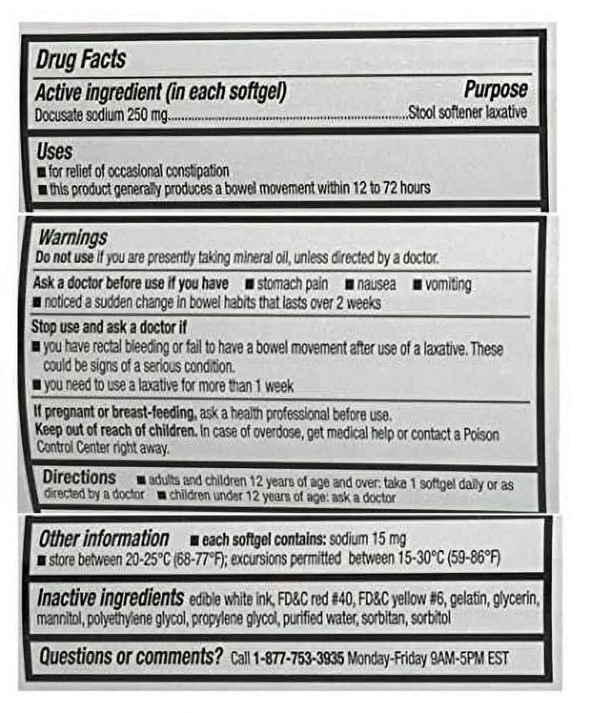 Stool Softener 250 ct D419