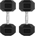 Rubber Hex Dumbbell 5-60 Lbs with Metal Handle Y834099