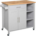 Grey Wooden Rolling Kitchen Storage Island with Drawer L932