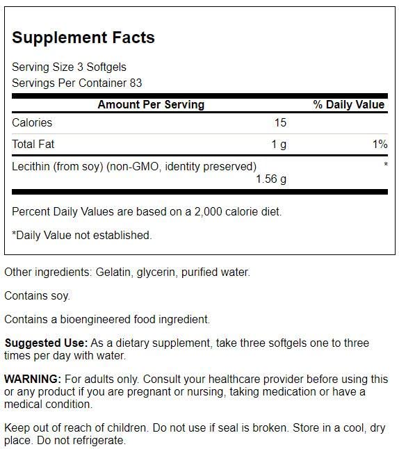 Non-Gmo Lecithin 520 Milligrams 250 Sgels Q1022