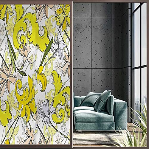 Floral Yellow Window Privacy Film, 17.7 inch by 23.6 inch Y89300