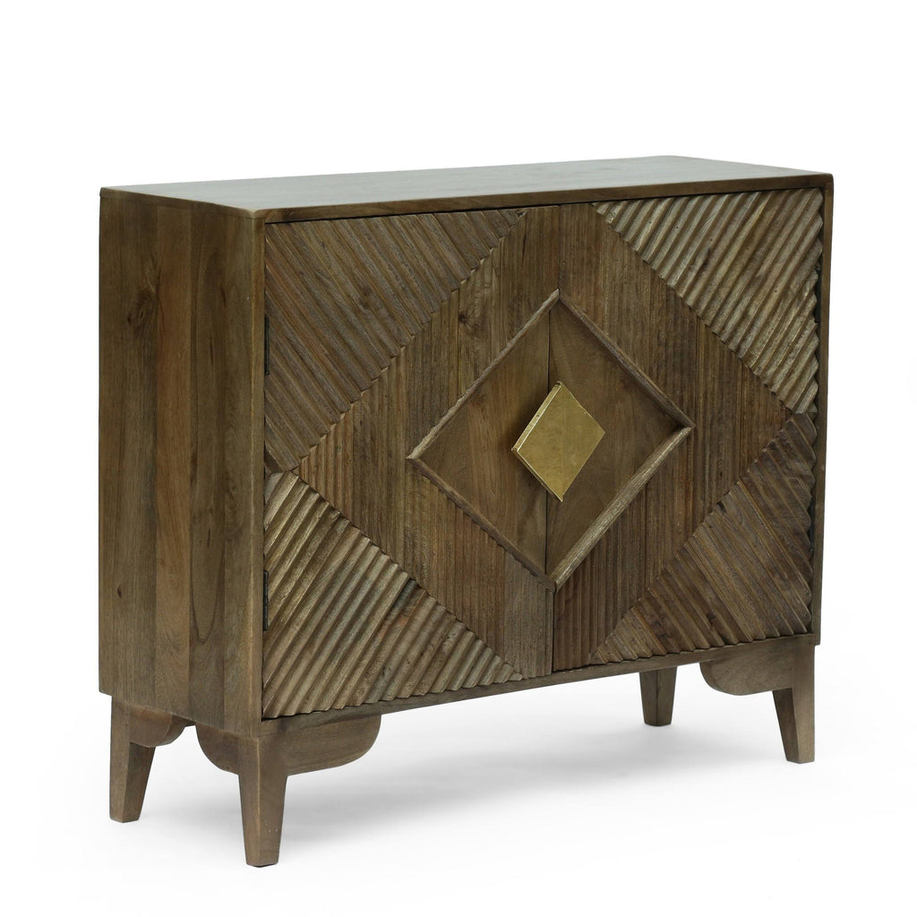 Light Gray 2 Door Mango Wood Cabinet N429887