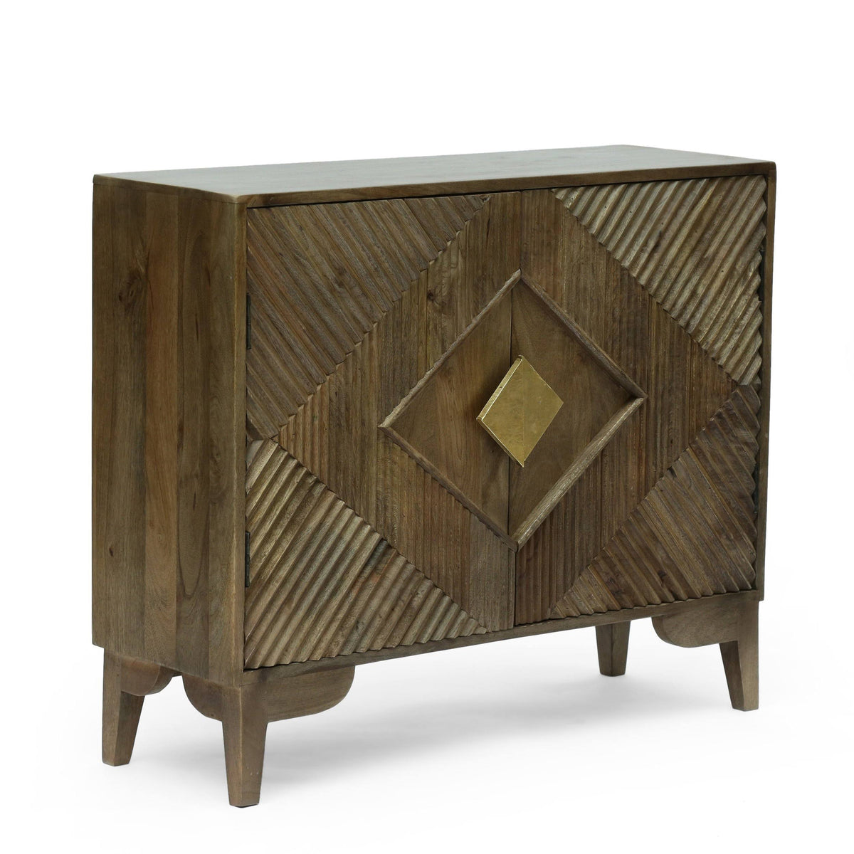 Light Gray 2 Door Mango Wood Cabinet N429887