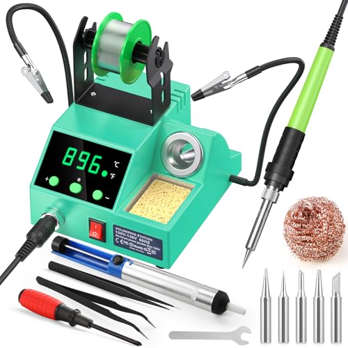 100W Digital Display Soldering Iron Station Kit with 2 Helping Hands W18294