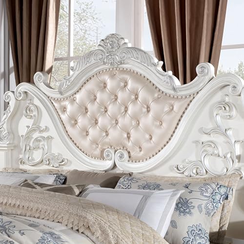 King-Size Wood 5-Piece Bedroom Set with Button-Tufted Headboard O276