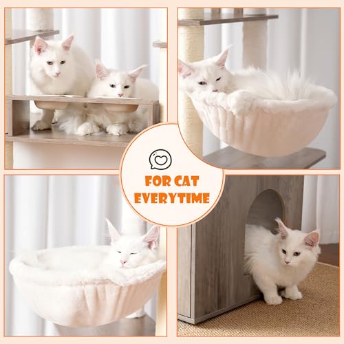 76.8-inch Wooden Cat Tree with Litter Box Enclosure and Scratching Post I49415