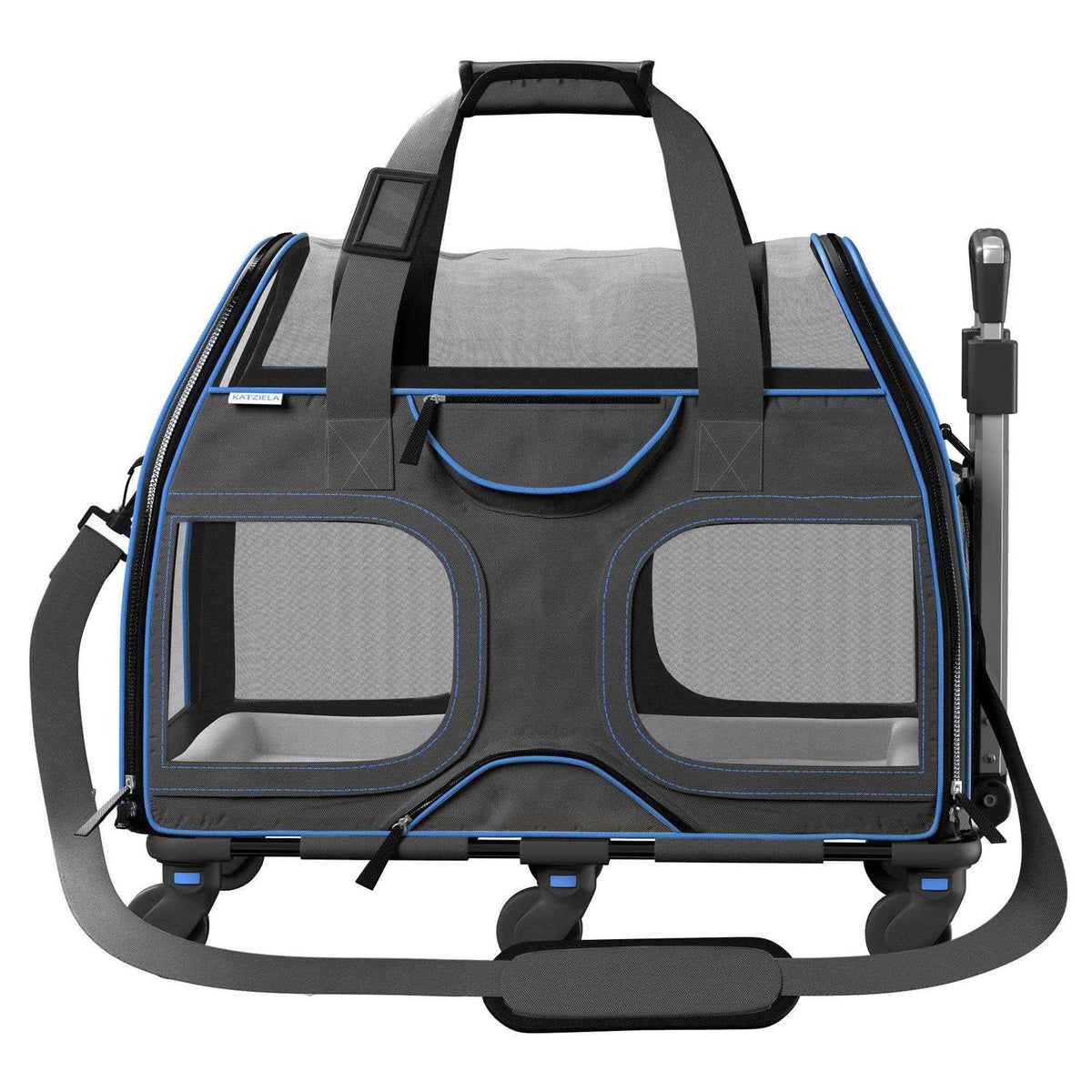 Pet Carrier with Removable Wheels and Double Telescopic Handle Q534