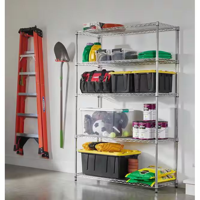5-Tier Heavy Duty Steel Wire Shelving Unit Y853983