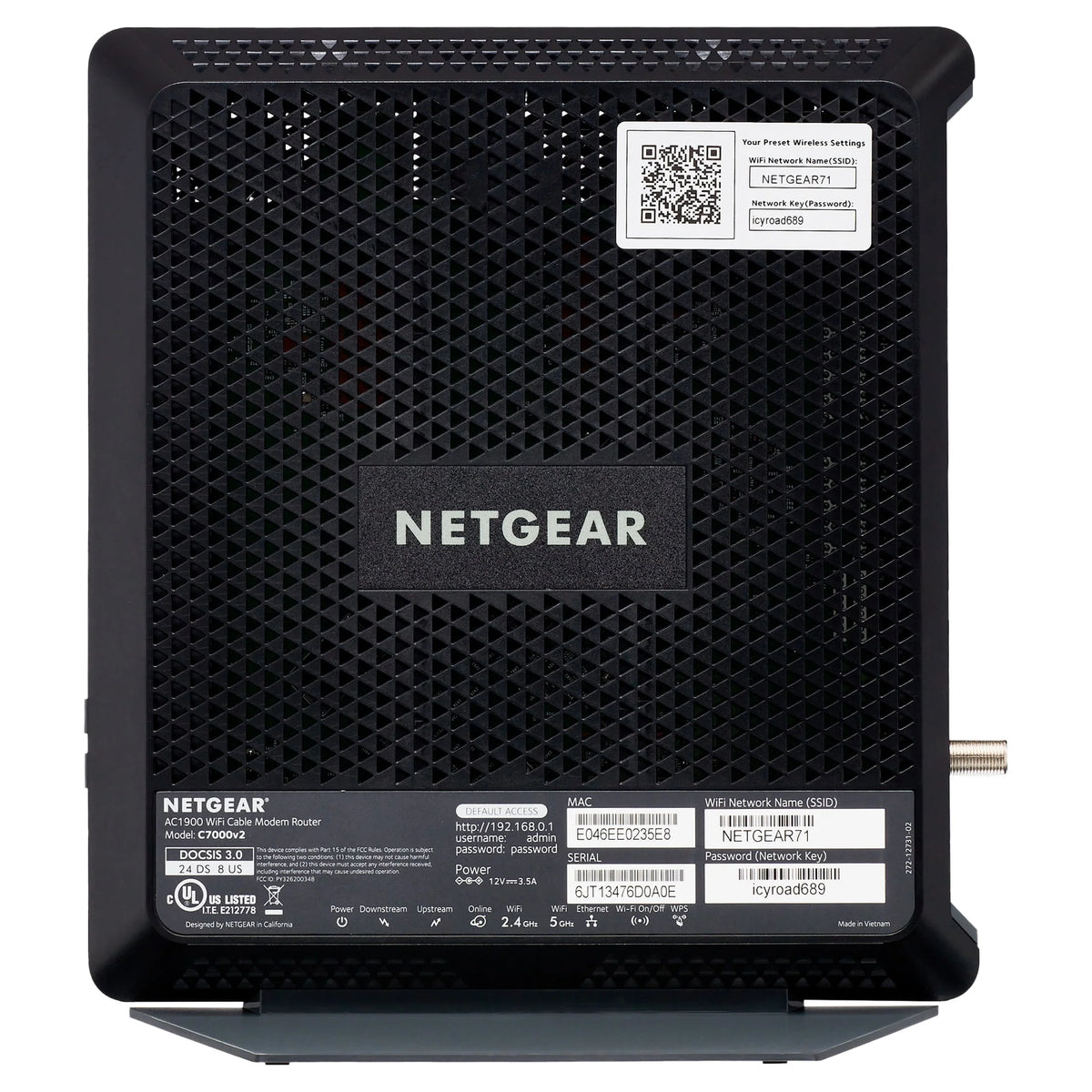 AC1900 DOCSIS 3.0 Cable Modem + WiFi Router J89585