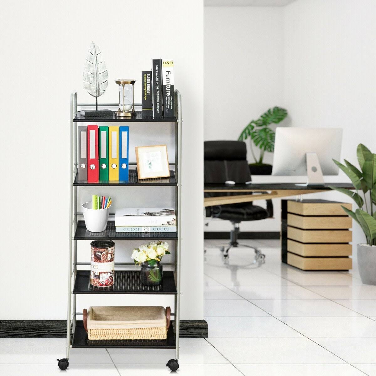 Black 5 Tiers Mesh Utility Cart I5964