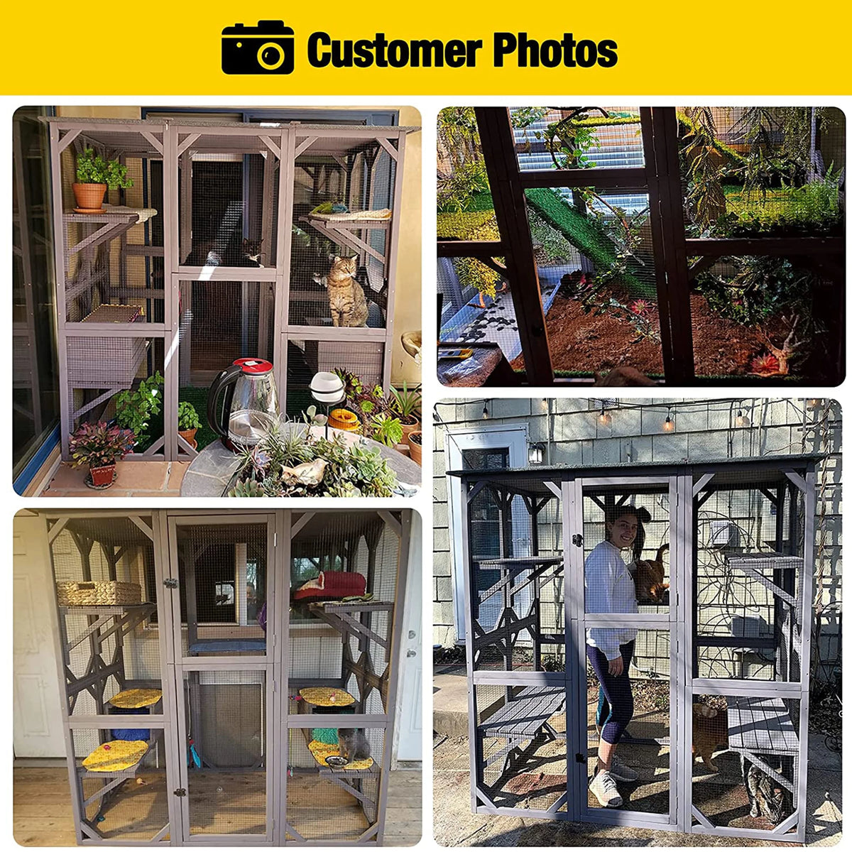 Cat Enclosure, 5-Platform Wooden Cat House with Asphalt Roof, 71 in M1900