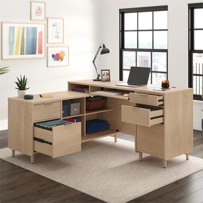 L-Shaped Engineered Wood Desk L49454
