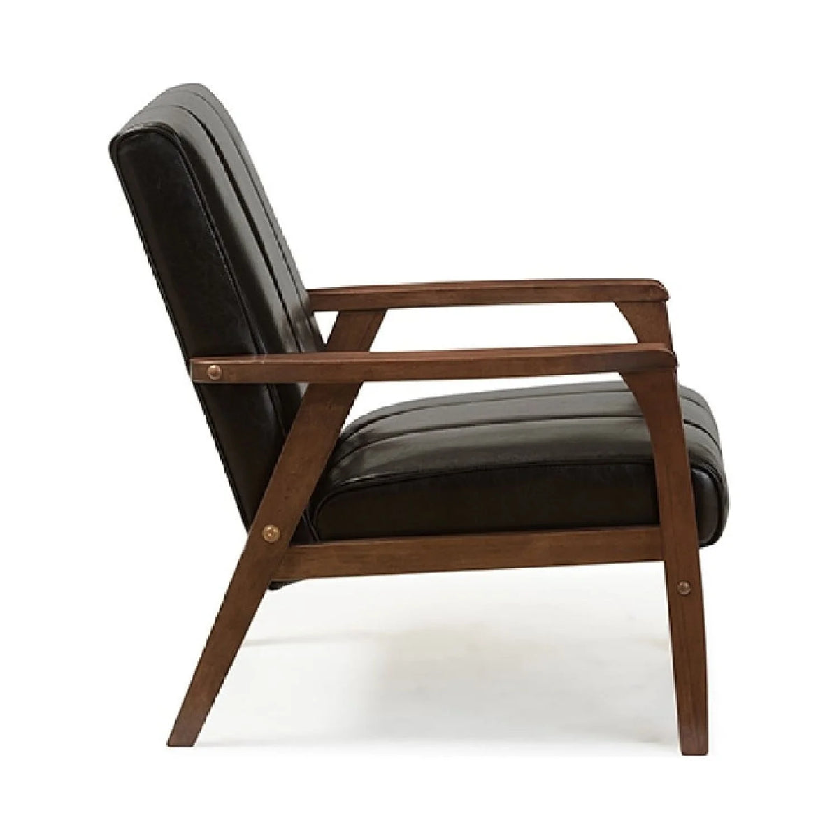 Black Faux Leather Wooden Lounge Chair P754363
