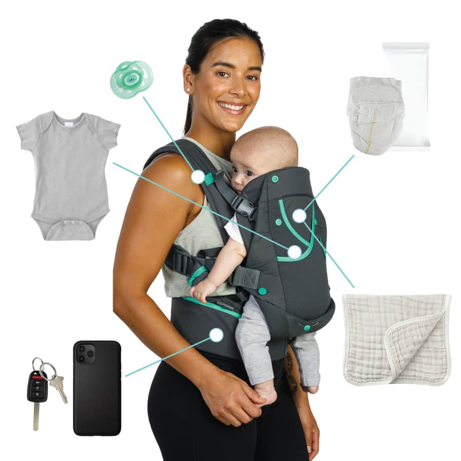 Gray Multi-Pocket Baby Carrier E66259