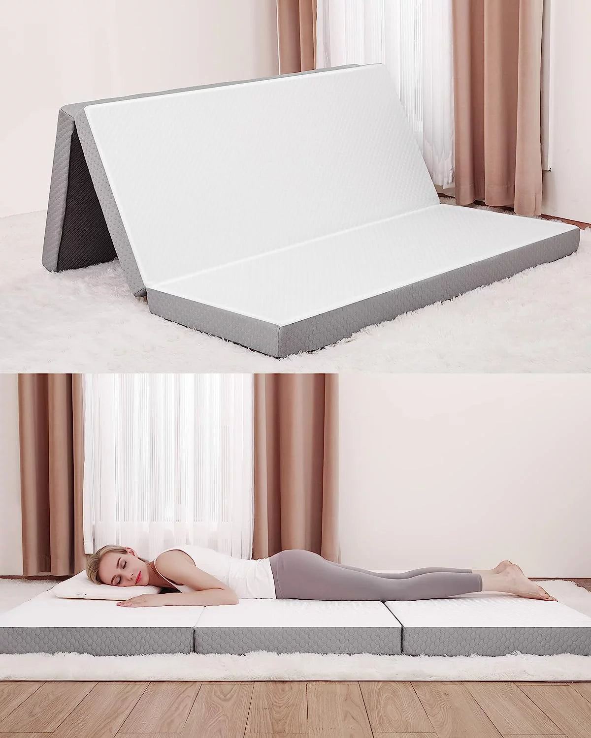 Twin Size 4 inch Foldable Memory Foam Mattress with Washable Cover U8240