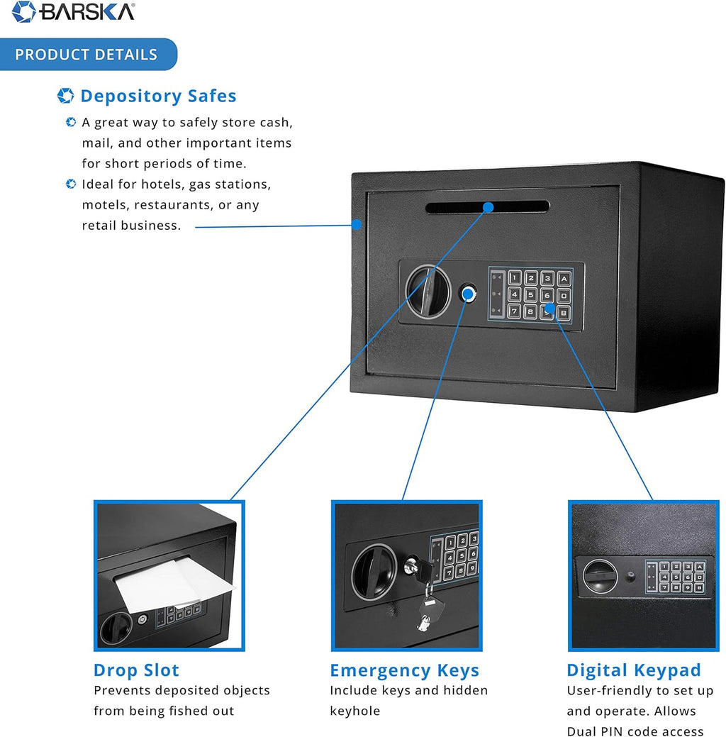 Compact 0.57 Cubic Ft Digital Keypad Security Depository Drop Safe J49835