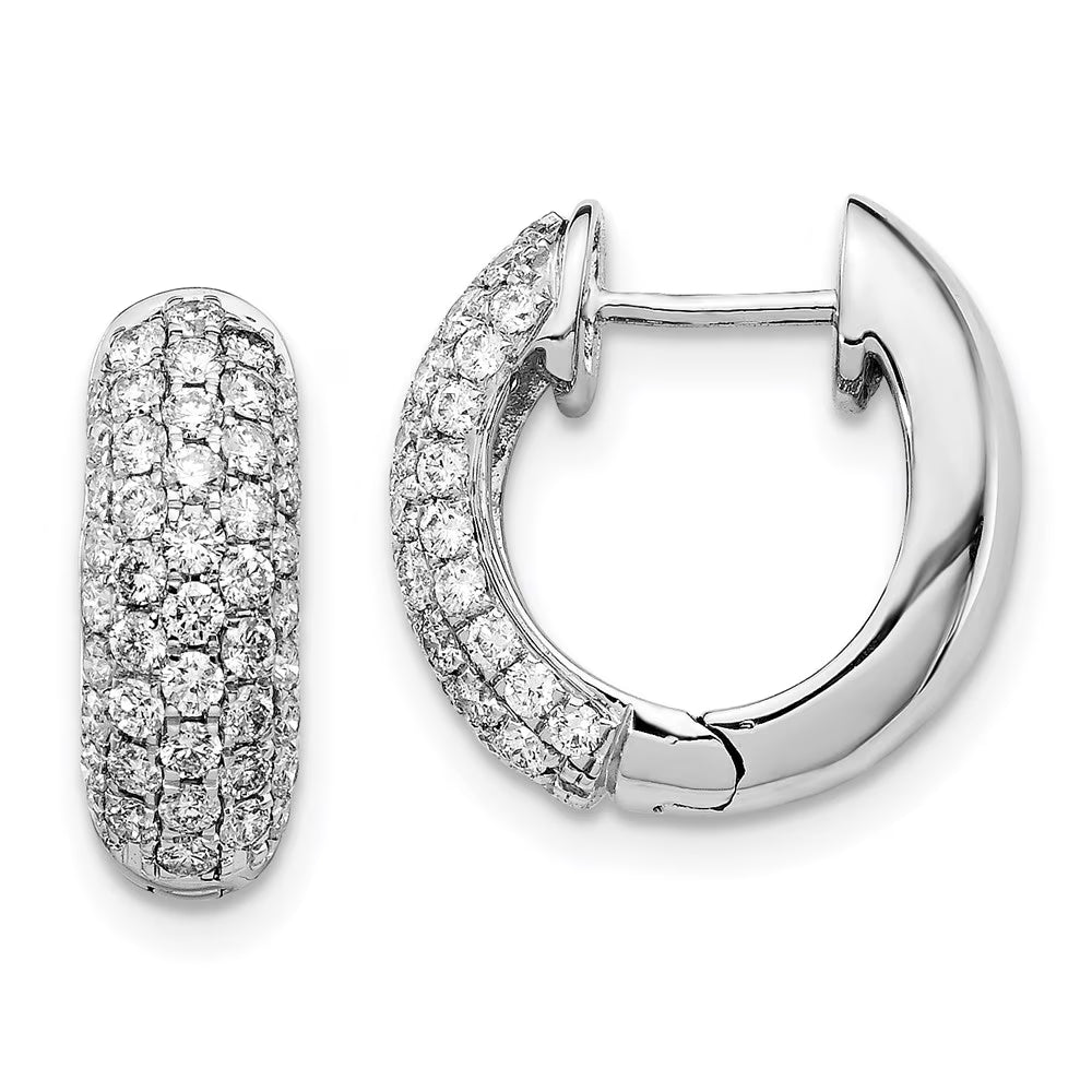 14kt White Gold Diamond Hinged Hoop Earrings U2127