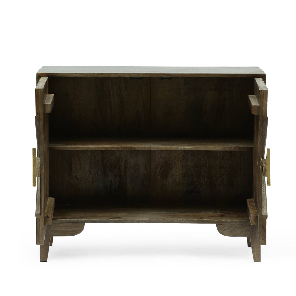 Light Gray 2 Door Mango Wood Cabinet N429887