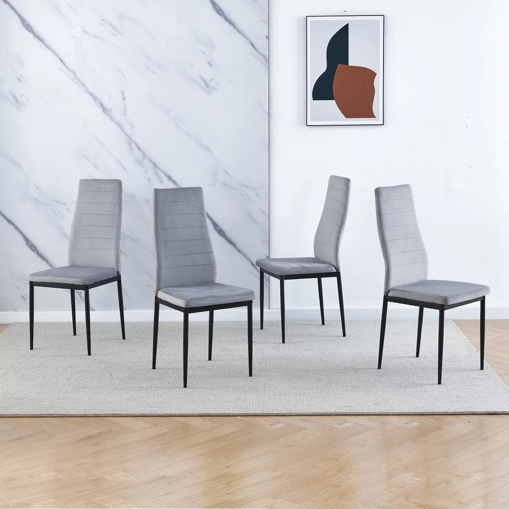 Set of 4 Gray Velvet Upholstered Dining Chairs V728661