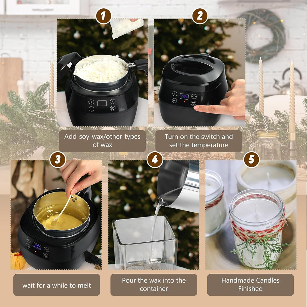 1L 200W Aluminum Wax Melting Pot with Touch Screen Digital Temperature Display R22196