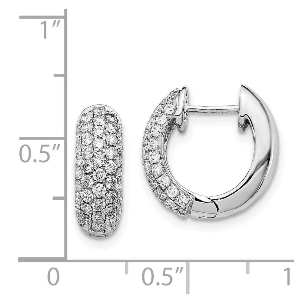 14kt White Gold Diamond Hinged Hoop Earrings U2127