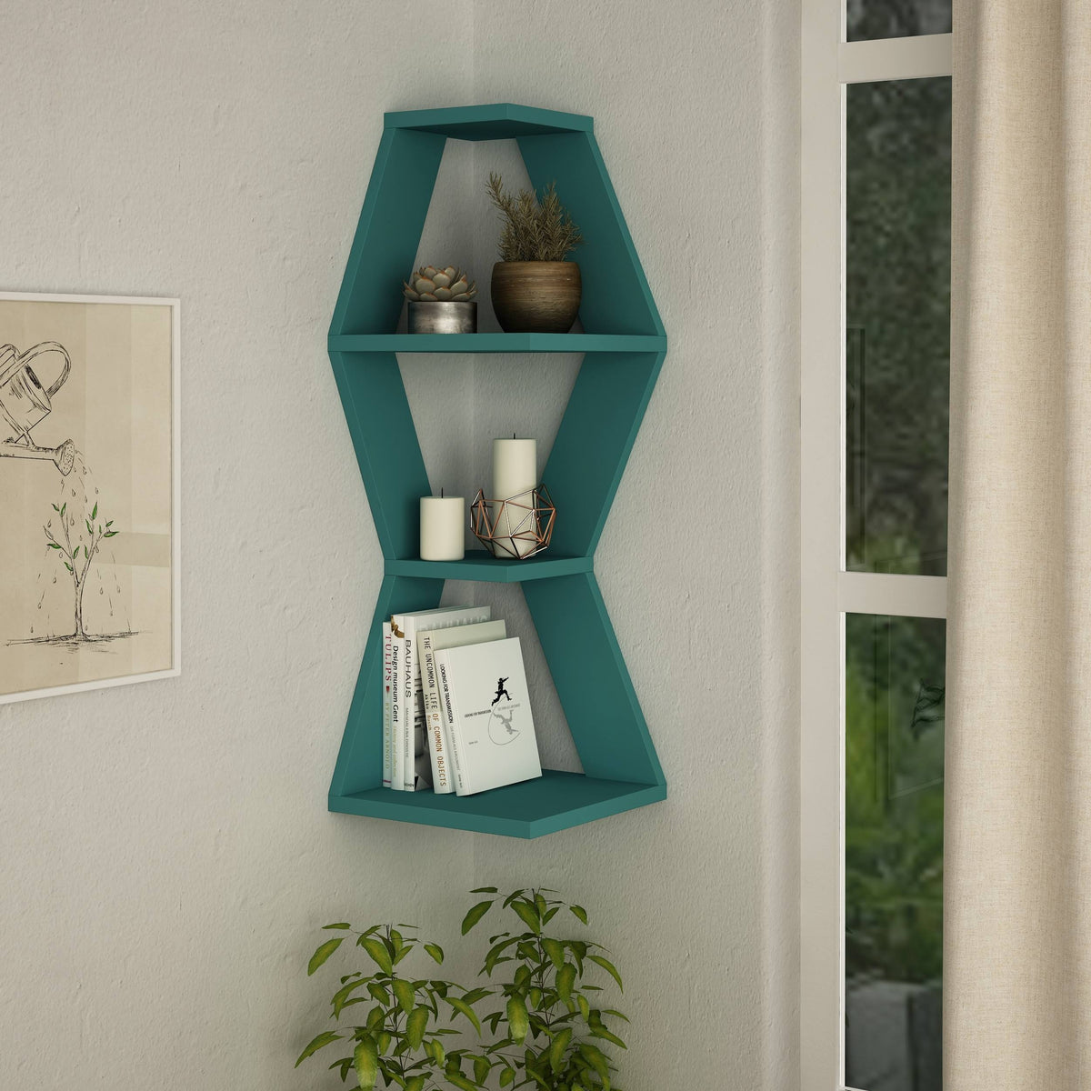 Modern Corner Wall Shelf Light Mocha H284511