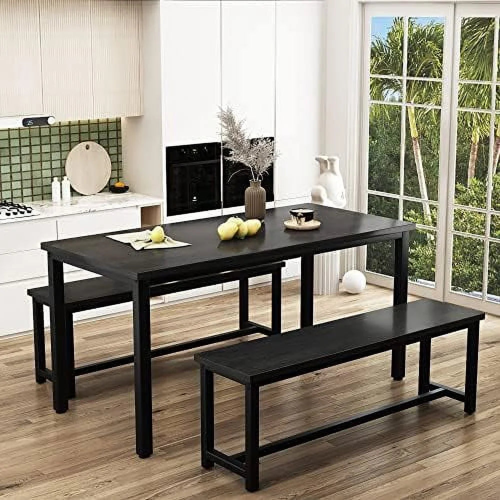 3 Piece Dining Table Set with 2 Benches G996