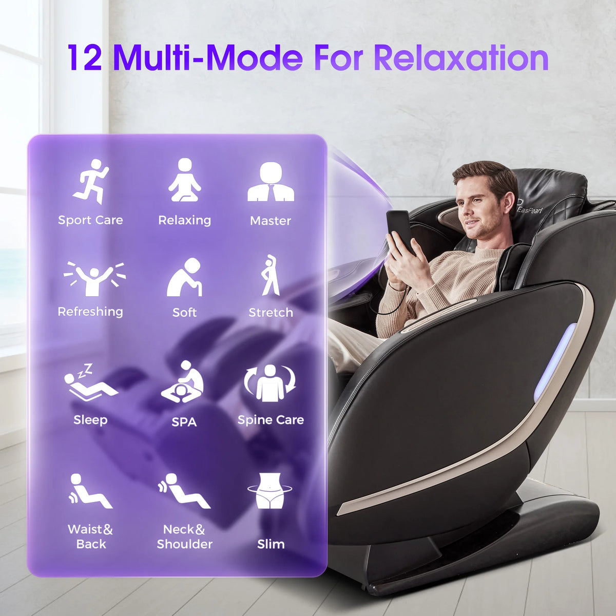 4D Full Body Massage Chair Zero Gravity Shiatsu Recliner with Heat Black X668
