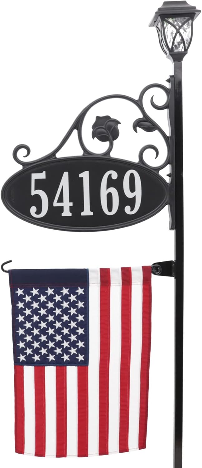 Reflective Address Sign with Solar Light J723