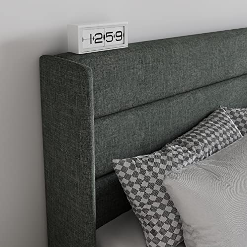 Queen Size White Velvet Upholstered Platform Bed with Storage J504447
