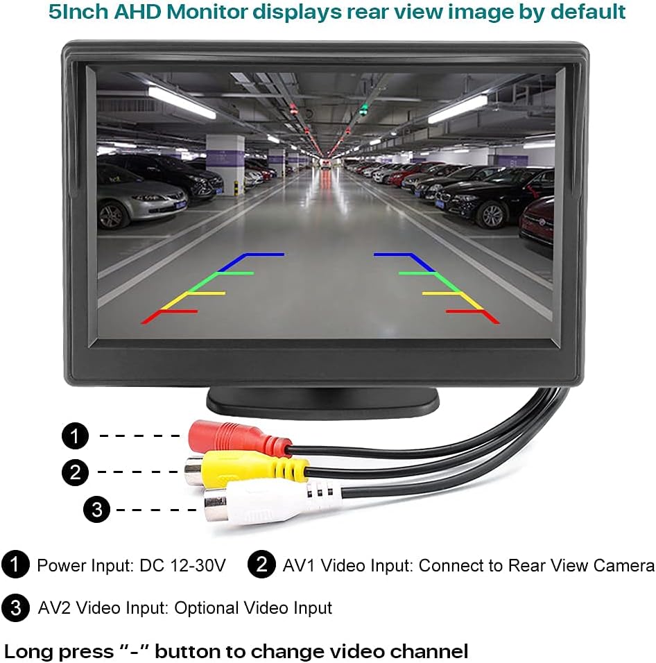 Trunk Handle Backup Camera with Moving Guide Line and 5 AHD TFT LCD Screen Monitor Pack of 2 X954