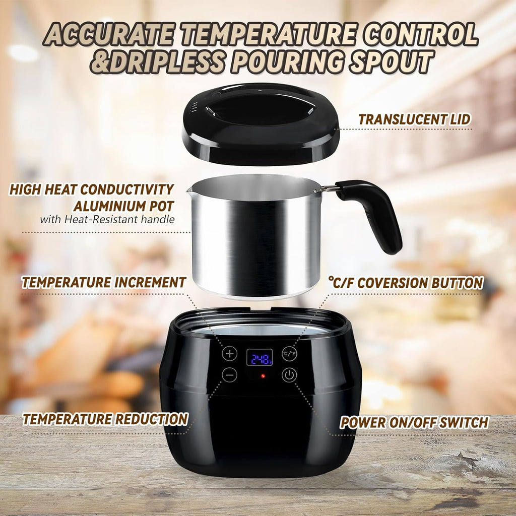 1L 200W Aluminum Wax Melting Pot with Touch Screen Digital Temperature Display R22196