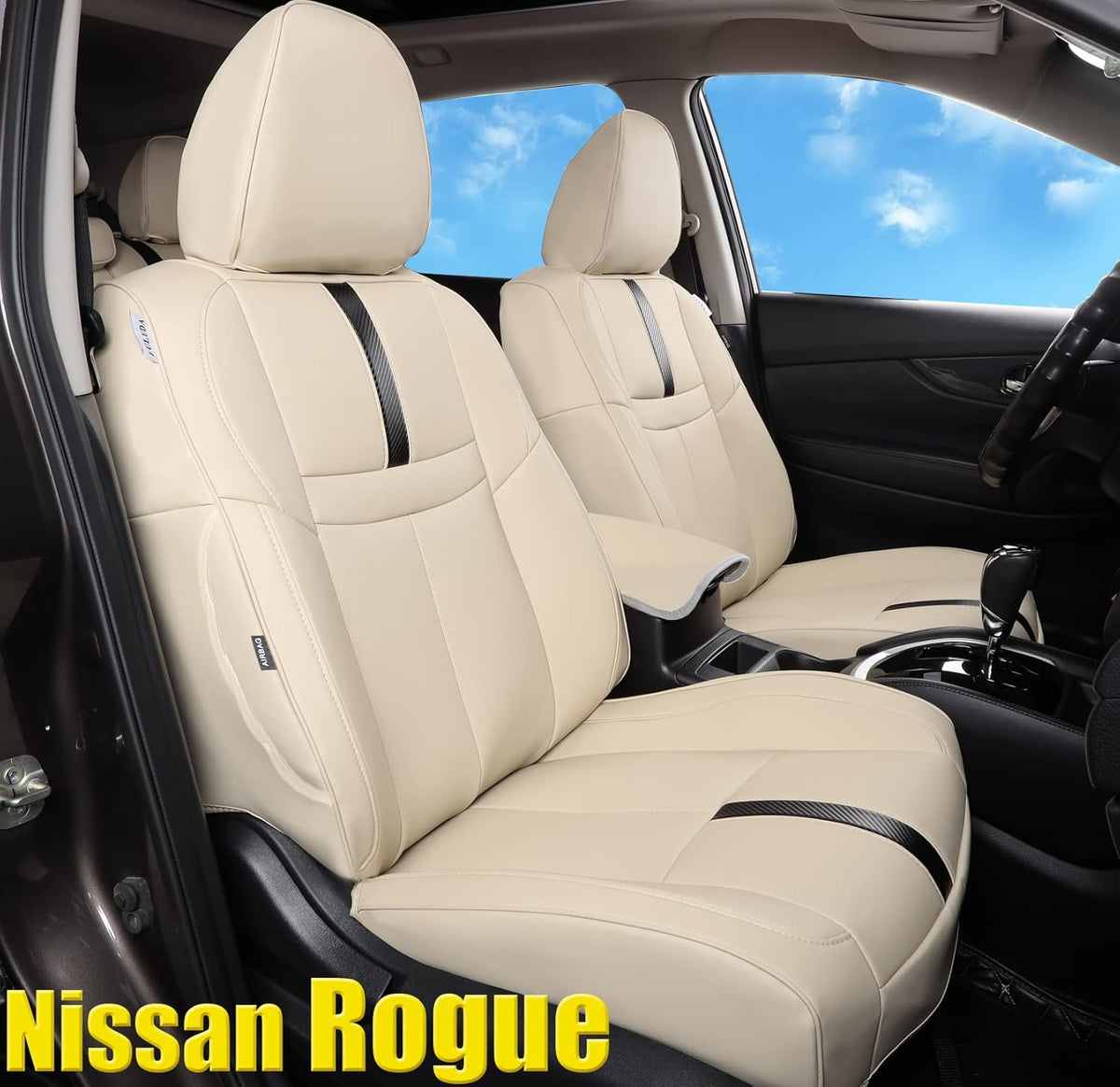 Custom Car Seat Covers Waterproof Faux Leather Beige G42755