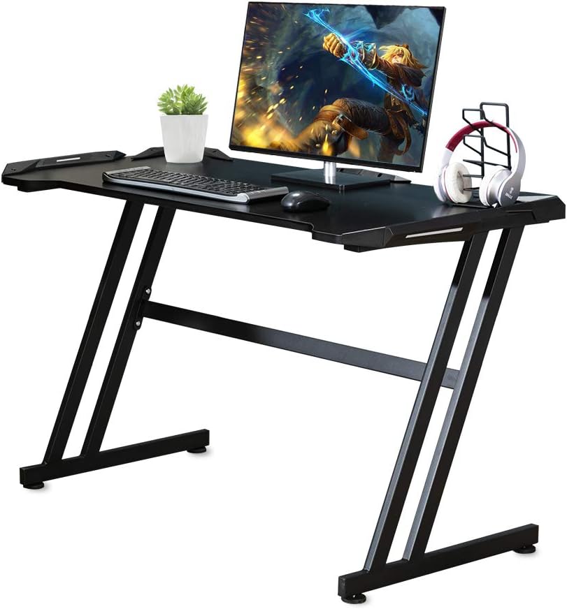 47 Ergonomic Z Shape Gaming Desk with Carbon Fiber Surface M2285