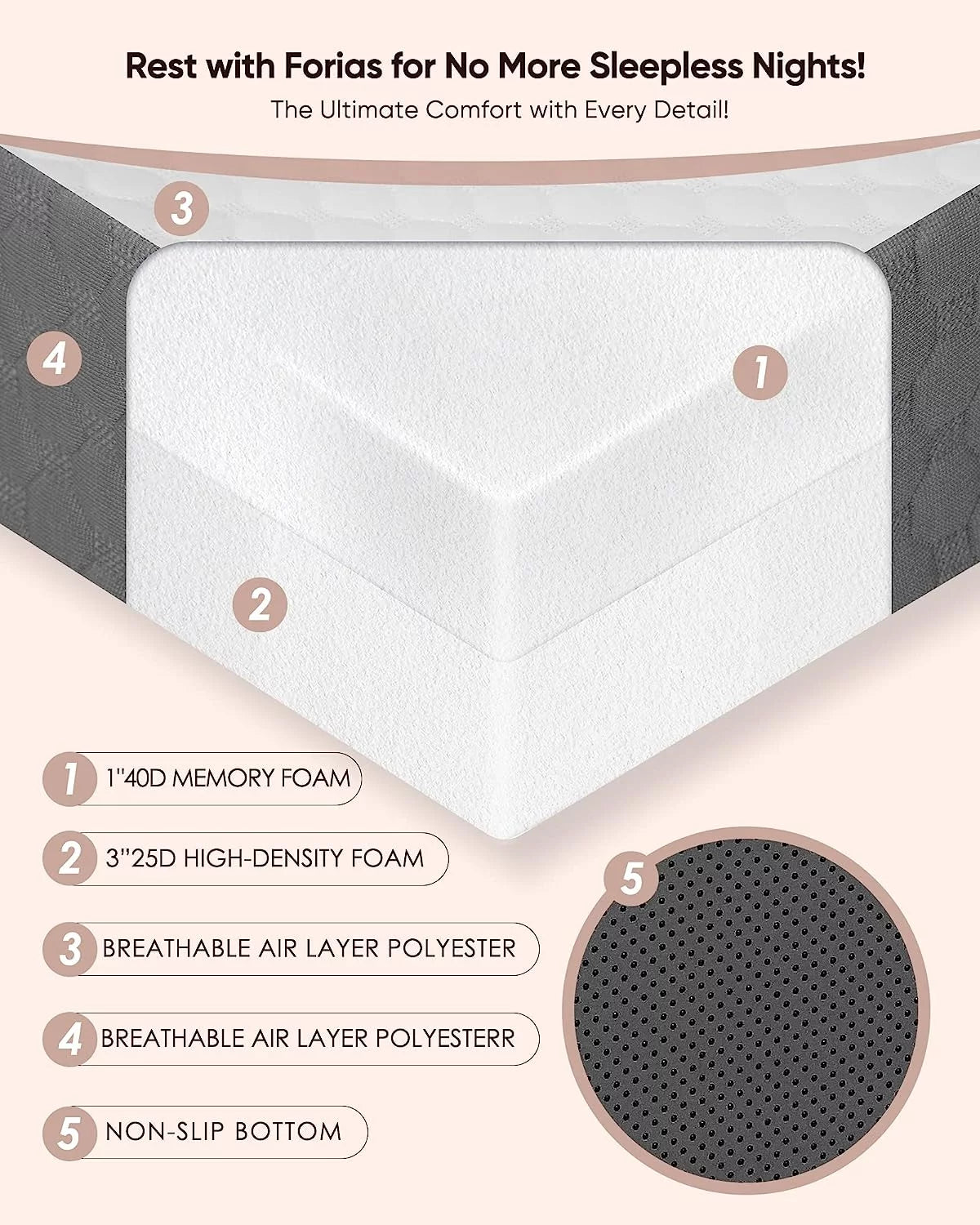Twin Size 4 inch Foldable Memory Foam Mattress with Washable Cover U8240