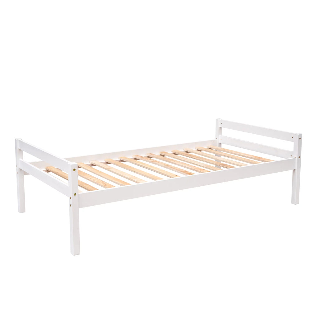 Wood Twin Bunk Loft Bed with Desk, Drawers and Shelf, White S86712