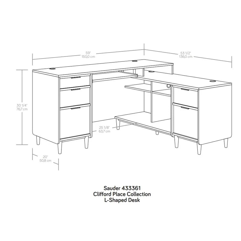L-Shaped Engineered Wood Desk L49454
