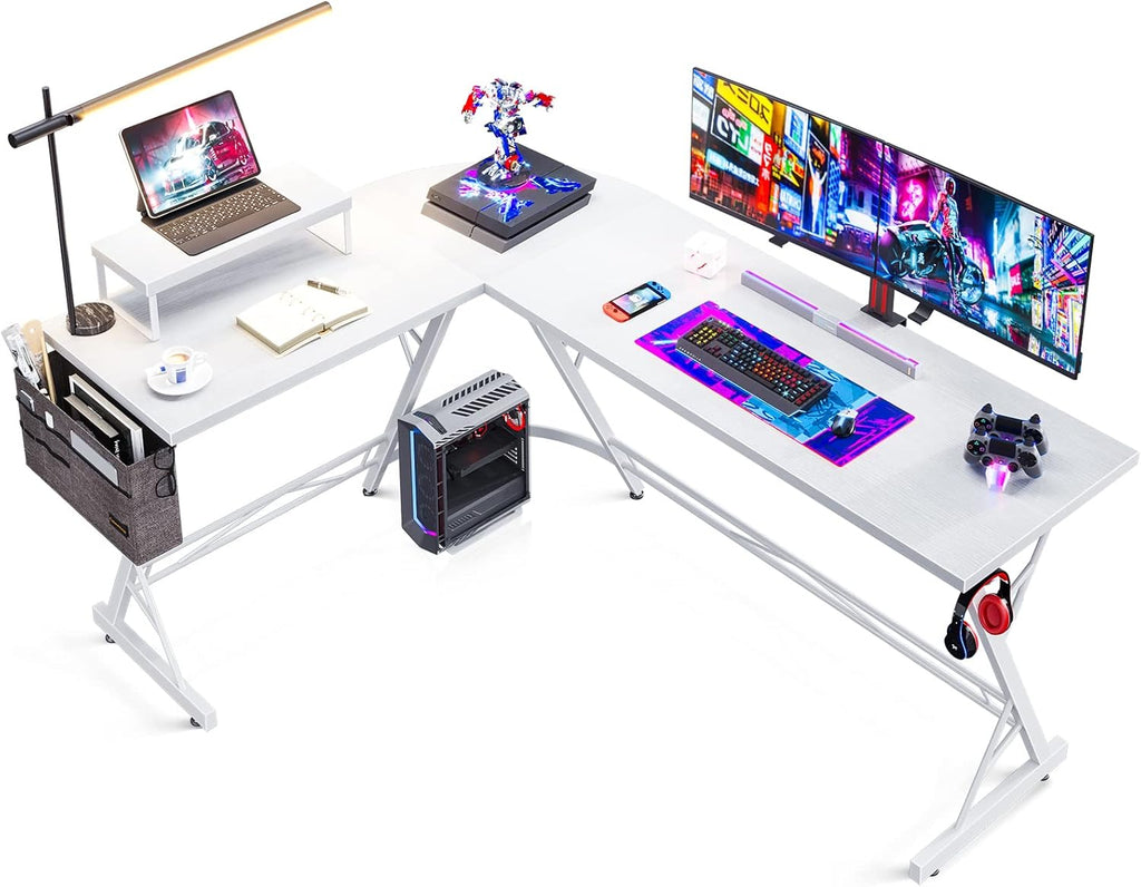 66" L Shaped Computer Desk with Monitor Stand P7190