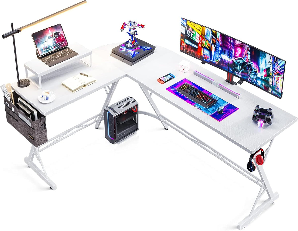 66" L Shaped Computer Desk with Monitor Stand P7190