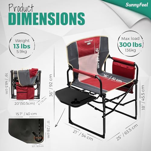 Oversized Portable Folding Camping Chair with Side Table A301