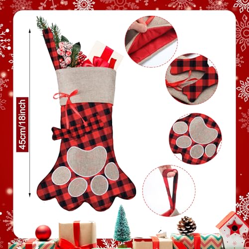 3 Pieces Pet Christmas Stockings Paw Pattern I221